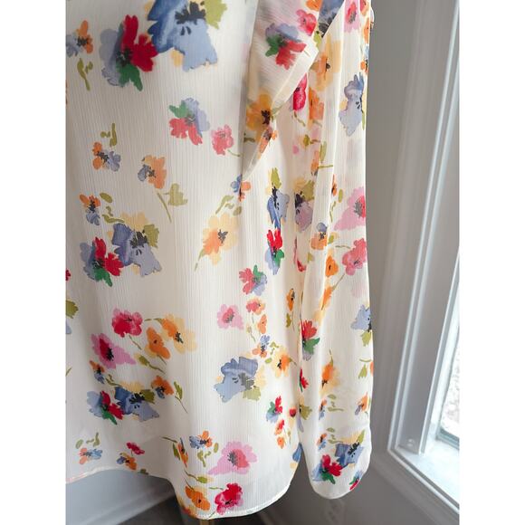 Zara Sheer Floral Ruffle Long Sleeve Blouse Women’s Medium Romantic Garden Party - Picture 3 of 9